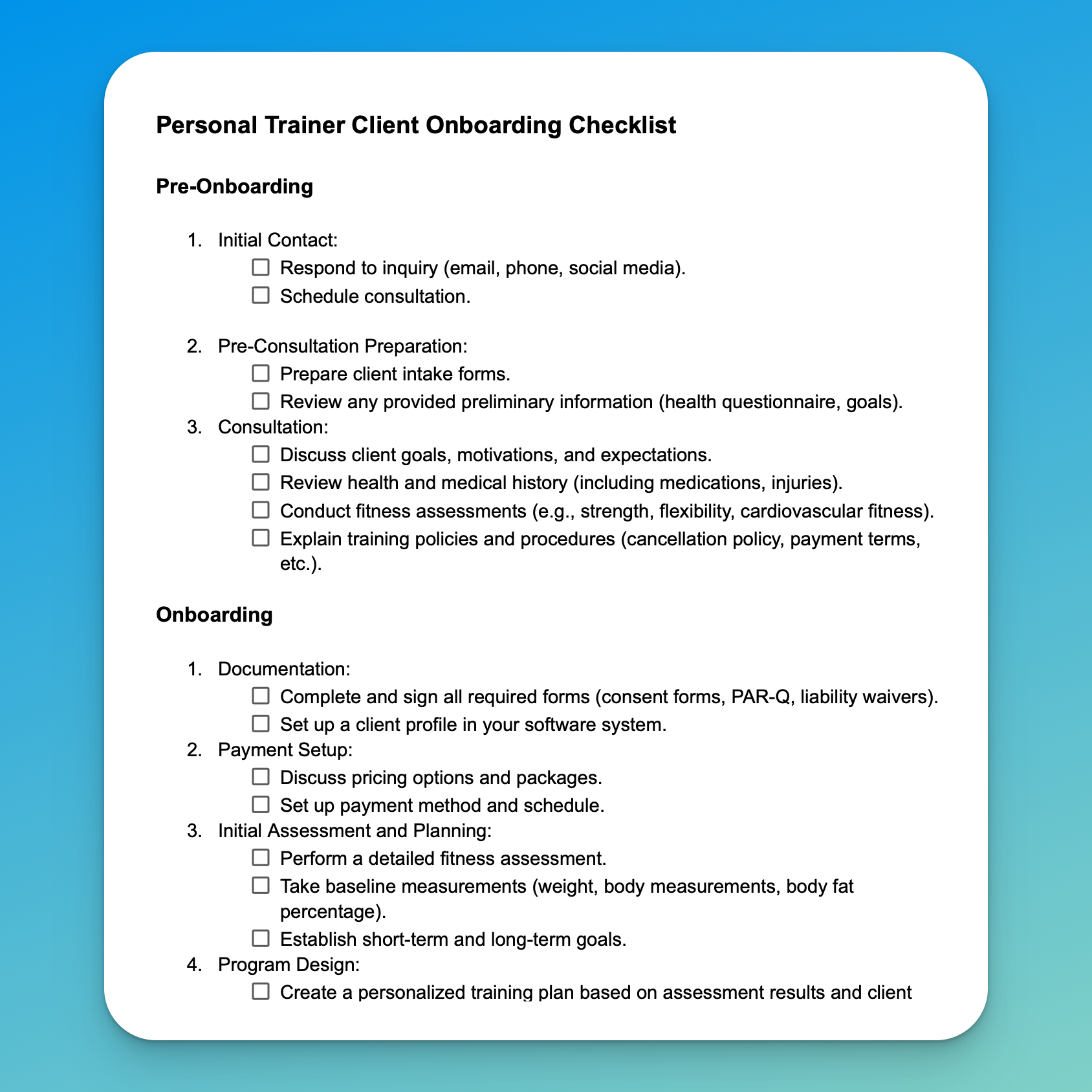 Client Checklist preview