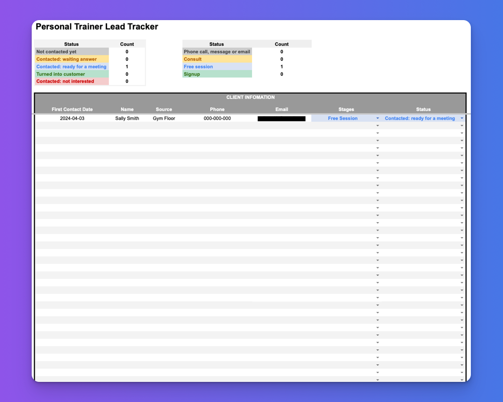 Trainer Lead Tracker preview