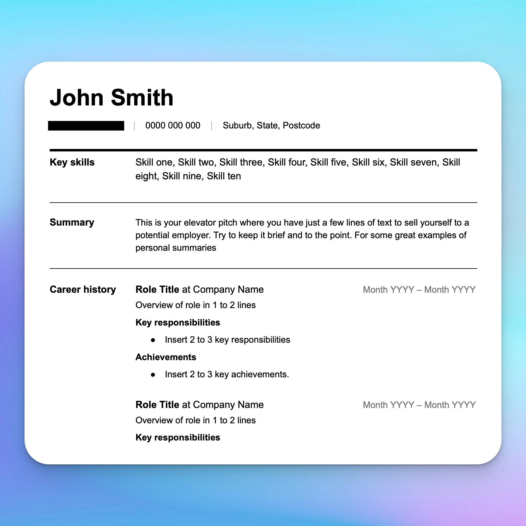 Resume Template preview