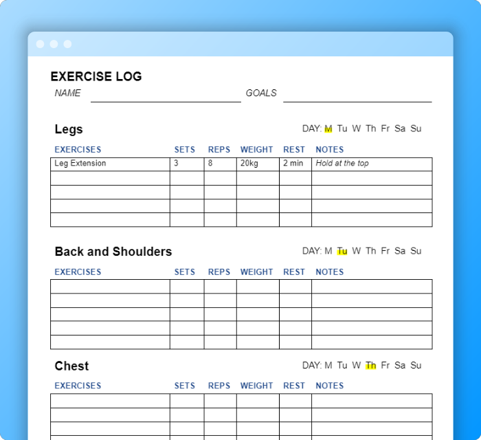 Simple Workout Planner preview